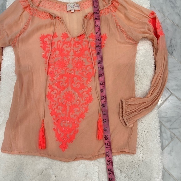 MISS JUNE PARIS Gorgeous Boho Embroidered Sheer W/ Tassels VGUC Size Small Or 1 - Picture 6 of 14
